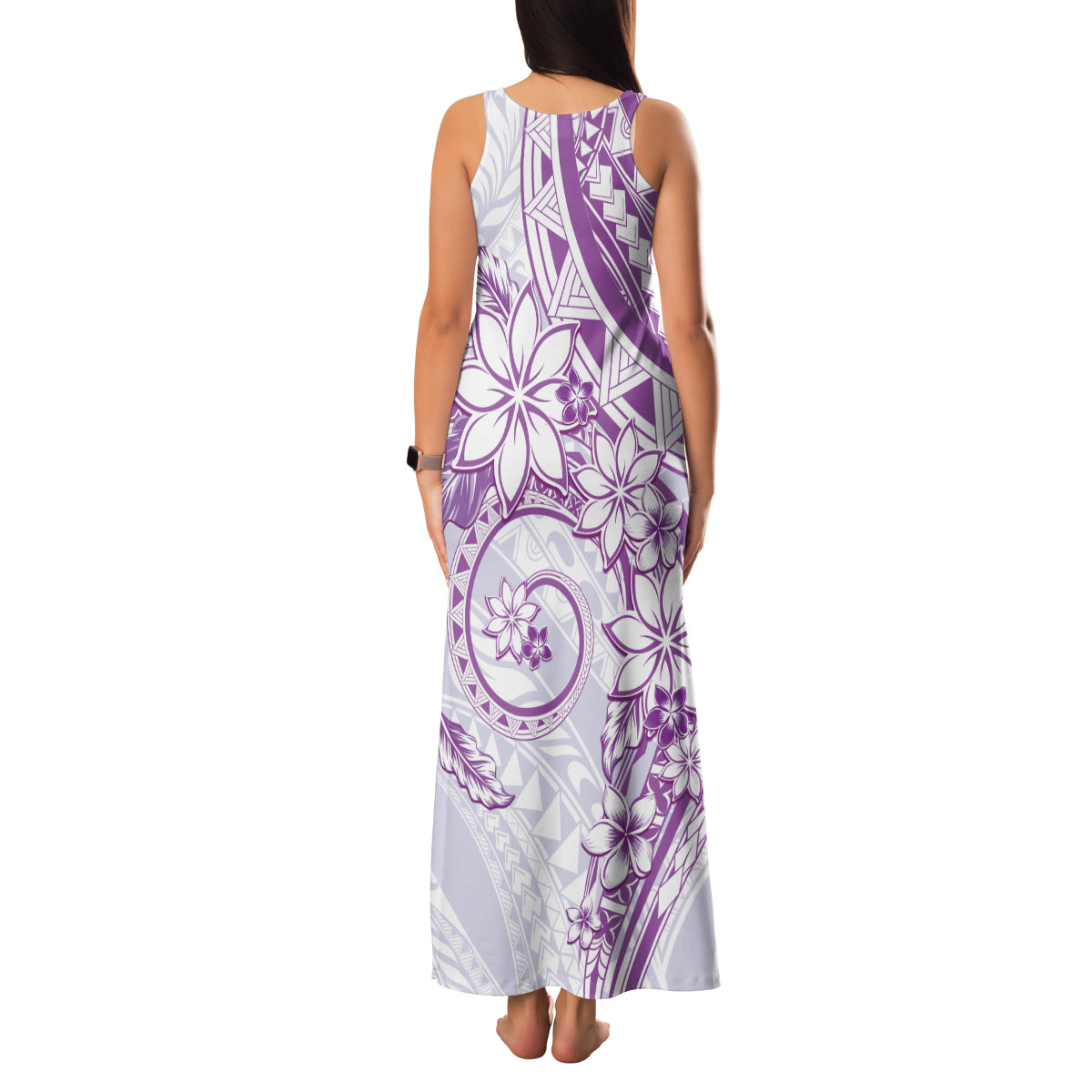 Polynesian Pattern With Plumeria Flowers Family Matching Tank Maxi Dress and Hawaiian Shirt Purple LT05 - Polynesian Pride