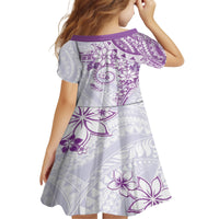 Polynesian Pattern With Plumeria Flowers Kid Short Sleeve Dress Purple LT05 - Polynesian Pride