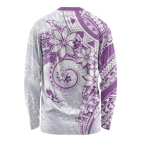 Polynesian Pattern With Plumeria Flowers Long Sleeve Shirt Purple