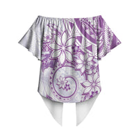 Polynesian Pattern With Plumeria Flowers Off Shoulder Wrap Waist Top Purple LT05 - Polynesian Pride