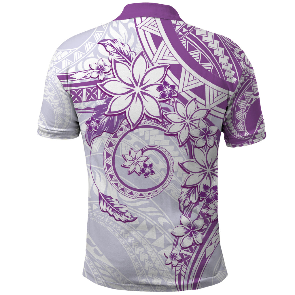 Polynesian Pattern With Plumeria Flowers Polo Shirt Purple