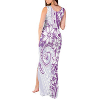Polynesian Pattern With Plumeria Flowers Tank Maxi Dress Purple LT05 - Polynesian Pride