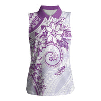 Polynesian Pattern With Plumeria Flowers Women Sleeveless Polo Shirt Purple LT05 Female Purple - Polynesian Pride