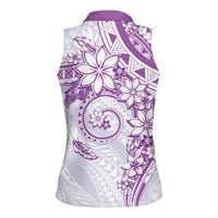 Polynesian Pattern With Plumeria Flowers Women Sleeveless Polo Shirt Purple LT05 - Polynesian Pride