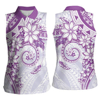 Polynesian Pattern With Plumeria Flowers Women Sleeveless Polo Shirt Purple LT05 - Polynesian Pride