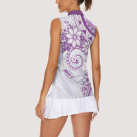 Polynesian Pattern With Plumeria Flowers Women Sleeveless Polo Shirt Purple LT05 - Polynesian Pride
