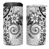 White Polynesian Pattern With Plumeria Flowers 4 in 1 Can Cooler Tumbler LT05 One Size: 16 oz White - Polynesian Pride
