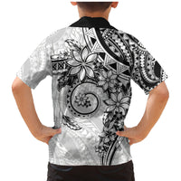 Polynesian Pattern With Plumeria Flowers Family Matching Mermaid Dress and Hawaiian Shirt White LT05 - Polynesian Pride