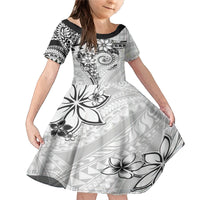 Polynesian Pattern With Plumeria Flowers Family Matching Mermaid Dress and Hawaiian Shirt White LT05 Daughter's Dress White - Polynesian Pride