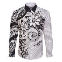 Polynesian Pattern With Plumeria Flowers Family Matching Mermaid Dress and Hawaiian Shirt White LT05 Dad's Shirt - Long Sleeve White - Polynesian Pride