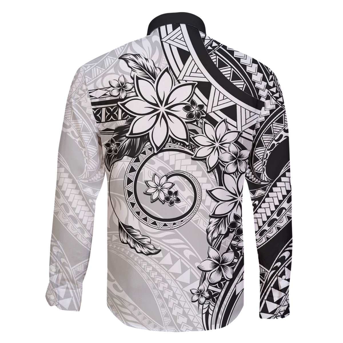 Polynesian Pattern With Plumeria Flowers Family Matching Off Shoulder Short Dress and Hawaiian Shirt White LT05 - Polynesian Pride