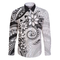 Polynesian Pattern With Plumeria Flowers Family Matching Short Sleeve Bodycon Dress and Hawaiian Shirt White LT05 Dad's Shirt - Long Sleeve White - Polynesian Pride