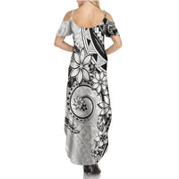 Polynesian Pattern With Plumeria Flowers Family Matching Summer Maxi Dress and Hawaiian Shirt White LT05 - Polynesian Pride