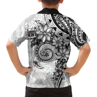 Polynesian Pattern With Plumeria Flowers Family Matching Tank Maxi Dress and Hawaiian Shirt White LT05 - Polynesian Pride