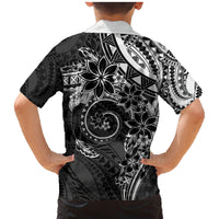 Polynesian Pattern With Plumeria Flowers Family Matching Mermaid Dress and Hawaiian Shirt Black LT05 - Polynesian Pride