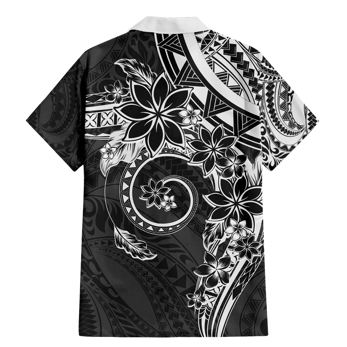 Polynesian Pattern With Plumeria Flowers Family Matching Mermaid Dress and Hawaiian Shirt Black LT05 - Polynesian Pride