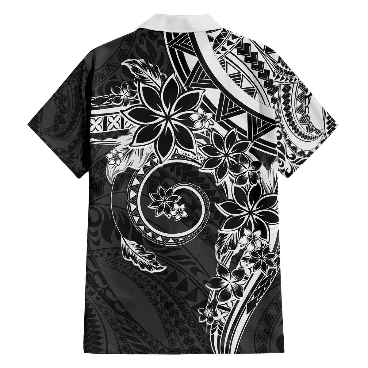 Polynesian Pattern With Plumeria Flowers Family Matching Off Shoulder Maxi Dress and Hawaiian Shirt Black LT05 - Polynesian Pride