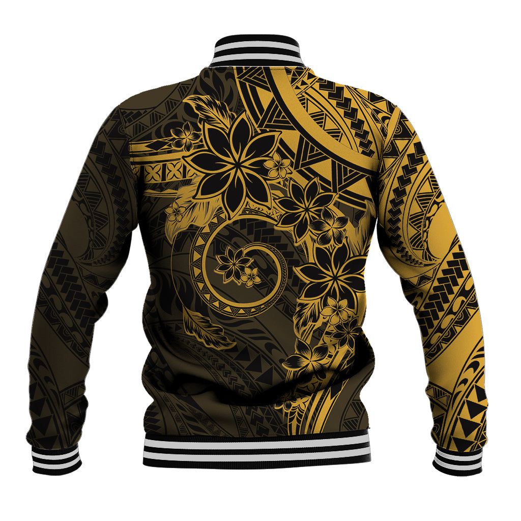 Polynesian Sunset Plumeria Baseball Jacket Gold Polynesian Tattoo