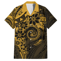 Polynesian Sunset Plumeria Family Matching Off The Shoulder Long Sleeve Dress and Hawaiian Shirt Gold Polynesian Tattoo LT05 Dad's Shirt - Short Sleeve Gold - Polynesian Pride