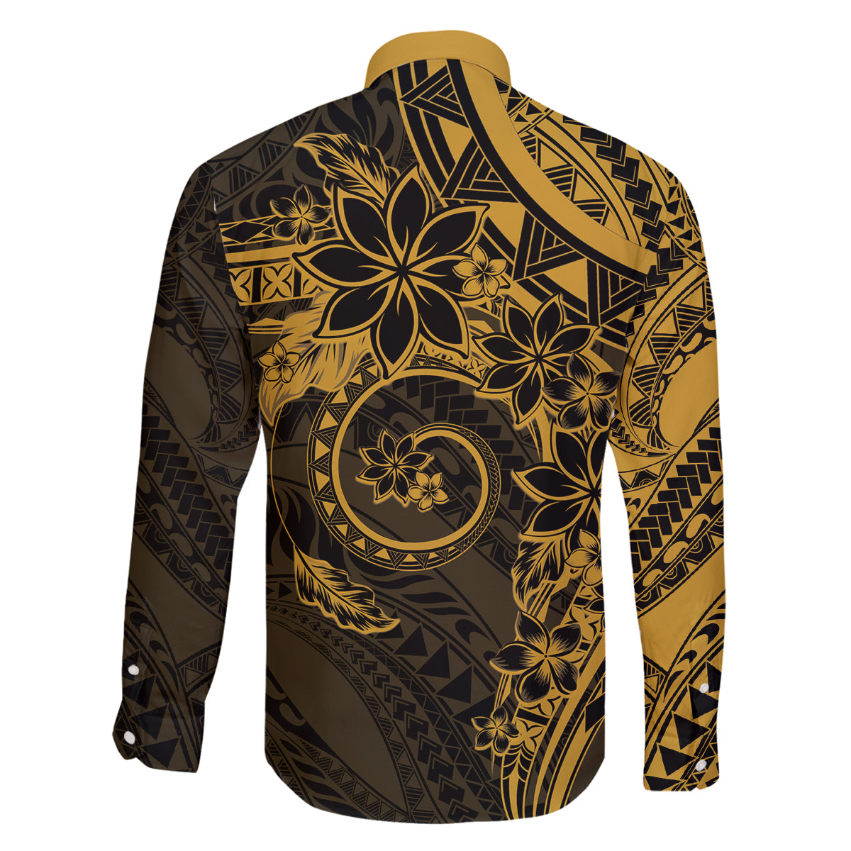 Polynesian Sunset Plumeria Family Matching Summer Maxi Dress and Hawaiian Shirt Gold Polynesian Tattoo LT05 - Polynesian Pride
