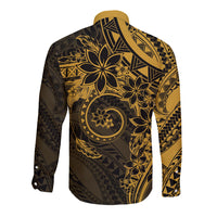 Polynesian Sunset Plumeria Long Sleeve Button Shirt Gold Polynesian Tattoo LT05 - Polynesian Pride