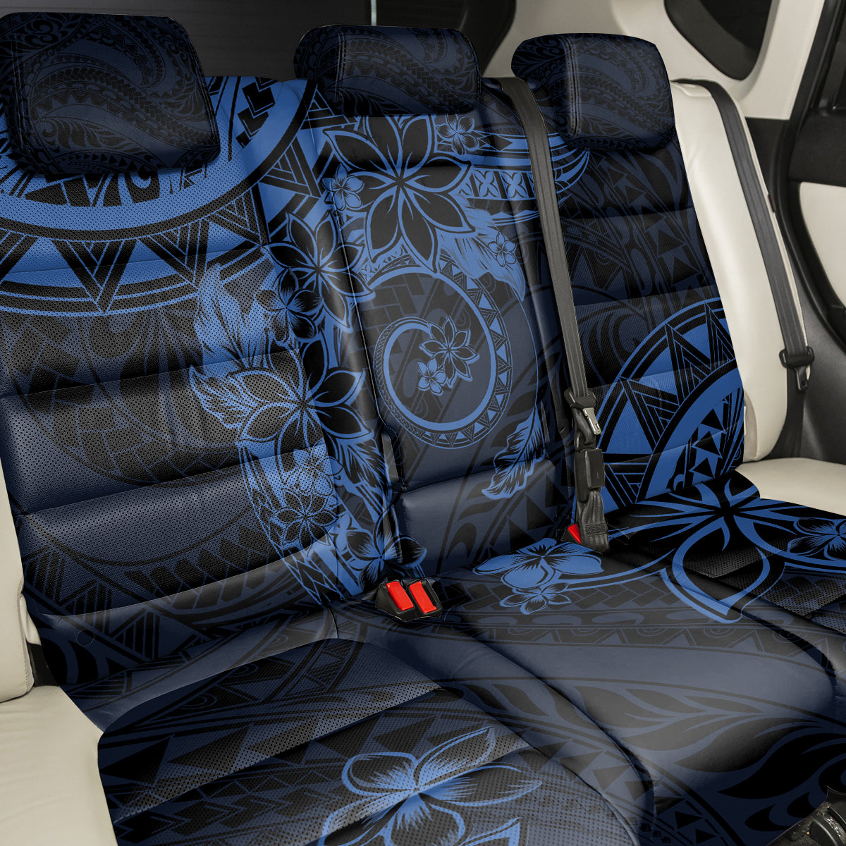 Polynesian Sunset Plumeria Back Car Seat Cover Navy Polynesian Tattoo