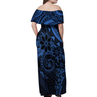 Polynesian Sunset Plumeria Family Matching Off Shoulder Maxi Dress and Hawaiian Shirt Navy Polynesian Tattoo LT05 - Polynesian Pride