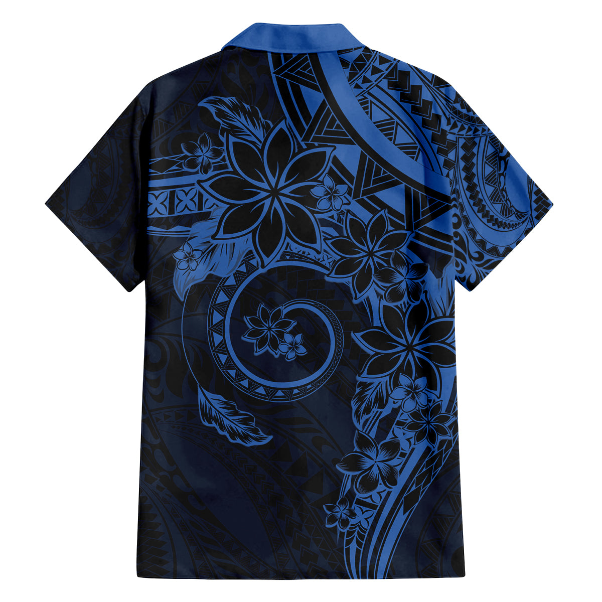 Polynesian Sunset Plumeria Family Matching Off Shoulder Short Dress and Hawaiian Shirt Navy Polynesian Tattoo LT05 - Polynesian Pride