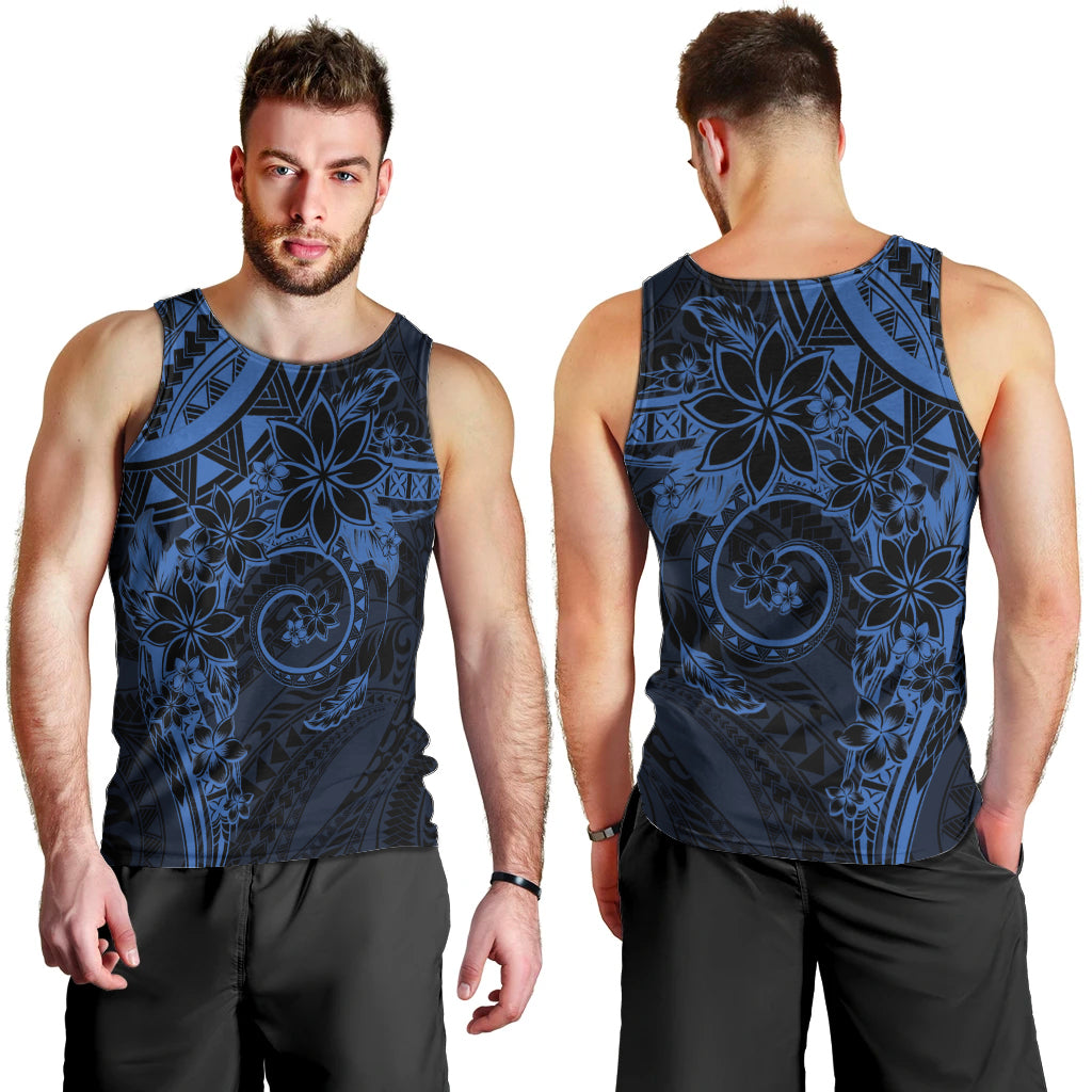 Polynesian Sunset Plumeria Men Tank Top Navy Polynesian Tattoo LT05 - Polynesian Pride
