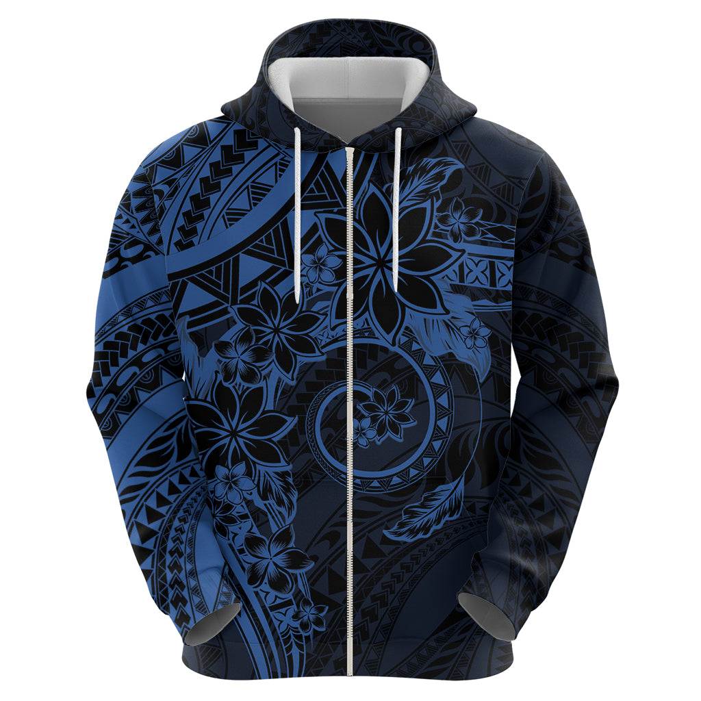 Polynesian Sunset Plumeria Zip Hoodie Navy Polynesian Tattoo LT05 - Polynesian Pride
