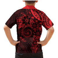 Polynesian Sunset Plumeria Family Matching Mermaid Dress and Hawaiian Shirt Red Polynesian Tattoo LT05 - Polynesian Pride