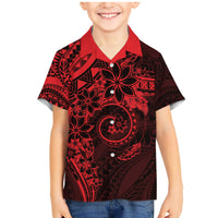 Polynesian Sunset Plumeria Family Matching Mermaid Dress and Hawaiian Shirt Red Polynesian Tattoo LT05 Son's Shirt Red - Polynesian Pride