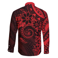 Polynesian Sunset Plumeria Family Matching Off The Shoulder Long Sleeve Dress and Hawaiian Shirt Red Polynesian Tattoo LT05 - Polynesian Pride