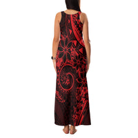 Polynesian Sunset Plumeria Family Matching Tank Maxi Dress and Hawaiian Shirt Red Polynesian Tattoo LT05 - Polynesian Pride
