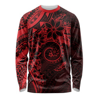 Polynesian Sunset Plumeria Long Sleeve Shirt Red Polynesian Tattoo LT05 Unisex Red - Polynesian Pride