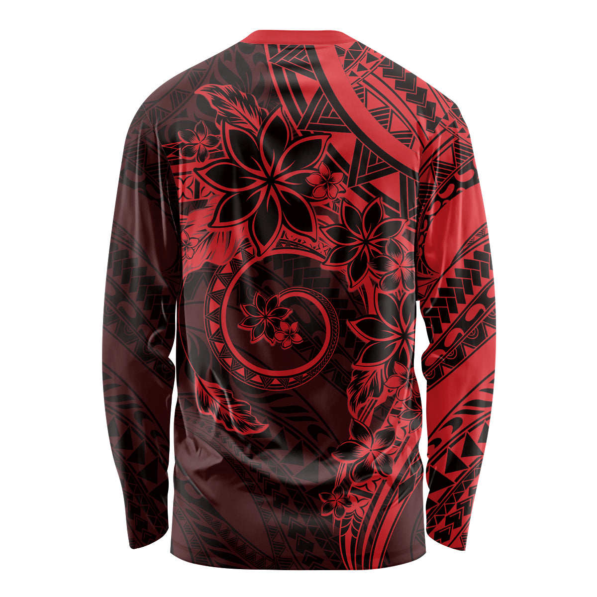 Polynesian Sunset Plumeria Long Sleeve Shirt Red Polynesian Tattoo LT05 - Polynesian Pride
