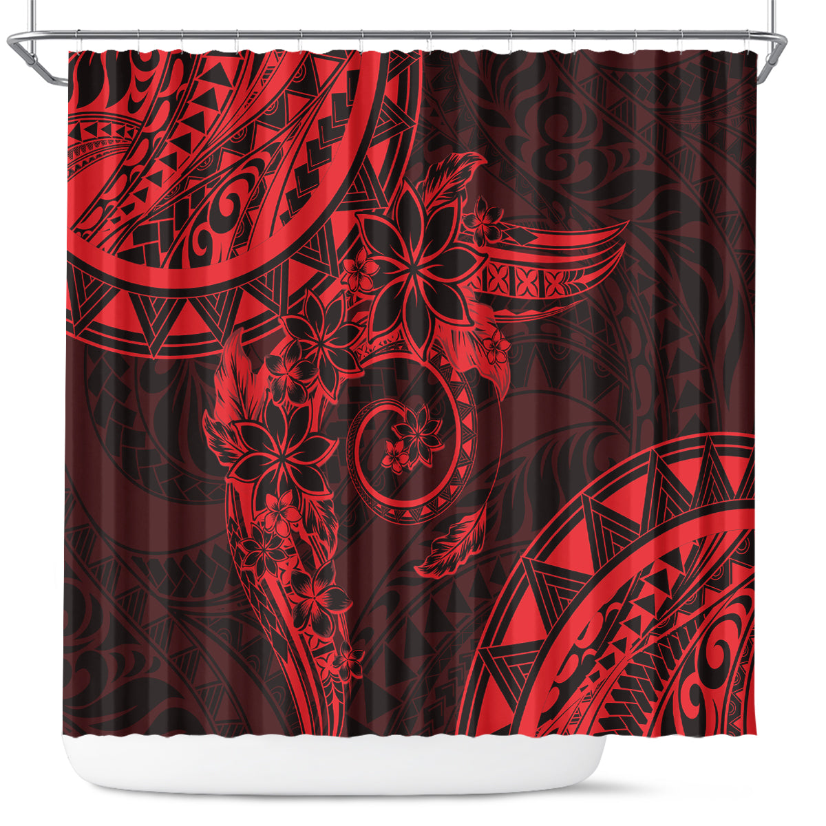 Polynesian Sunset Plumeria Shower Curtain Red Polynesian Tattoo LT05 Red - Polynesian Pride