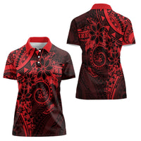 Polynesian Sunset Plumeria Women Polo Shirt Red Polynesian Tattoo