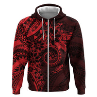 Polynesian Sunset Plumeria Zip Hoodie Red Polynesian Tattoo LT05 Zip Hoodie Red - Polynesian Pride