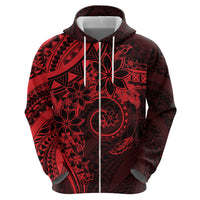 Polynesian Sunset Plumeria Zip Hoodie Red Polynesian Tattoo LT05 - Polynesian Pride