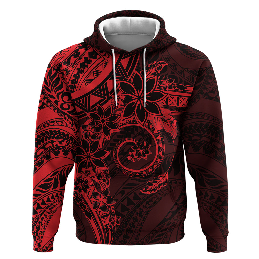 Polynesian Sunset Plumeria Zip Hoodie Red Polynesian Tattoo LT05 Pullover Hoodie Red - Polynesian Pride