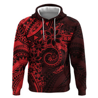 Polynesian Sunset Plumeria Zip Hoodie Red Polynesian Tattoo LT05 Pullover Hoodie Red - Polynesian Pride