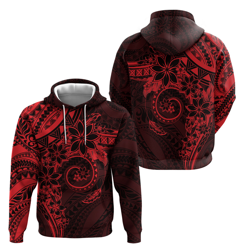 Polynesian Sunset Plumeria Zip Hoodie Red Polynesian Tattoo LT05 - Polynesian Pride