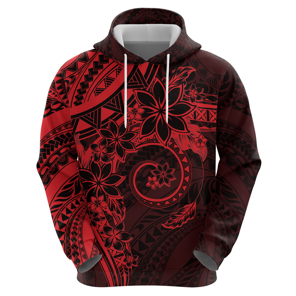 Polynesian Sunset Plumeria Zip Hoodie Red Polynesian Tattoo LT05 - Polynesian Pride