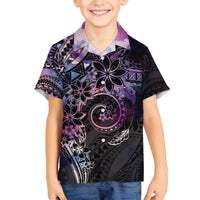 Polynesian Sunset Plumeria Family Matching Long Sleeve Bodycon Dress and Hawaiian Shirt Galaxy Polynesian Tattoo LT05 Son's Shirt Galaxy - Polynesian Pride