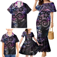 Polynesian Sunset Plumeria Family Matching Mermaid Dress and Hawaiian Shirt Galaxy Polynesian Tattoo LT05 - Polynesian Pride