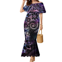 Polynesian Sunset Plumeria Family Matching Mermaid Dress and Hawaiian Shirt Galaxy Polynesian Tattoo LT05 Mom's Dress Galaxy - Polynesian Pride
