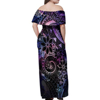 Polynesian Sunset Plumeria Family Matching Off Shoulder Maxi Dress and Hawaiian Shirt Galaxy Polynesian Tattoo LT05 - Polynesian Pride