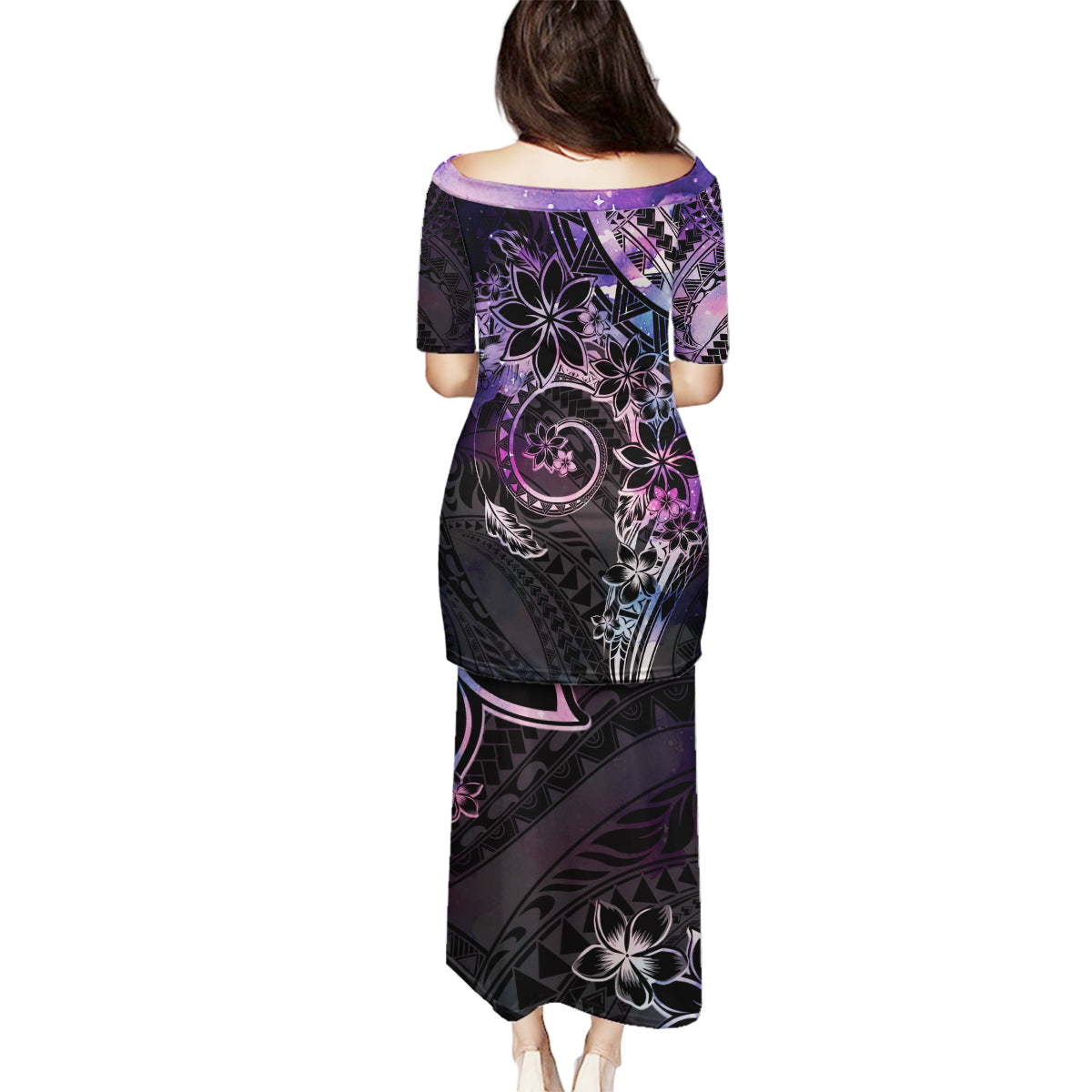 Polynesian Sunset Plumeria Family Matching Puletasi and Hawaiian Shirt Galaxy Polynesian Tattoo LT05 - Polynesian Pride