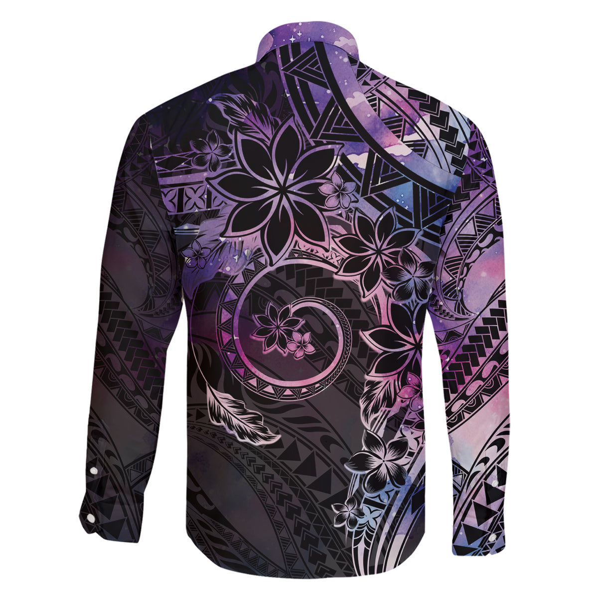 Polynesian Sunset Plumeria Family Matching Short Sleeve Bodycon Dress and Hawaiian Shirt Galaxy Polynesian Tattoo LT05 - Polynesian Pride